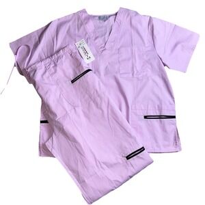 Women’s Lilac Scrub Set - V-Neck Top & Drawstring Pants